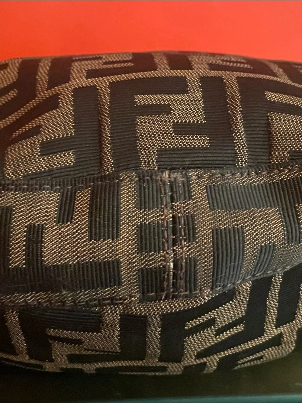 Fendi Zucca FF Logo Bucket Hobo Shoulder Bag in Brown and Black